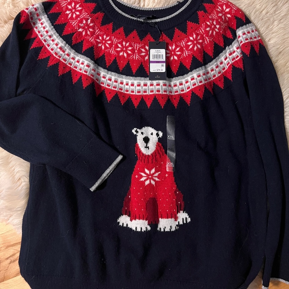 NWT XXL Tommy Hilfiger Fair Isle Bear Sweater